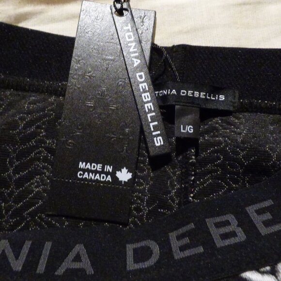 TONIA DEBELLIS FITTED BLACK & WHITE MINI SKIRT L SKI SNOW VACATION WINTER - Picture 5 of 8